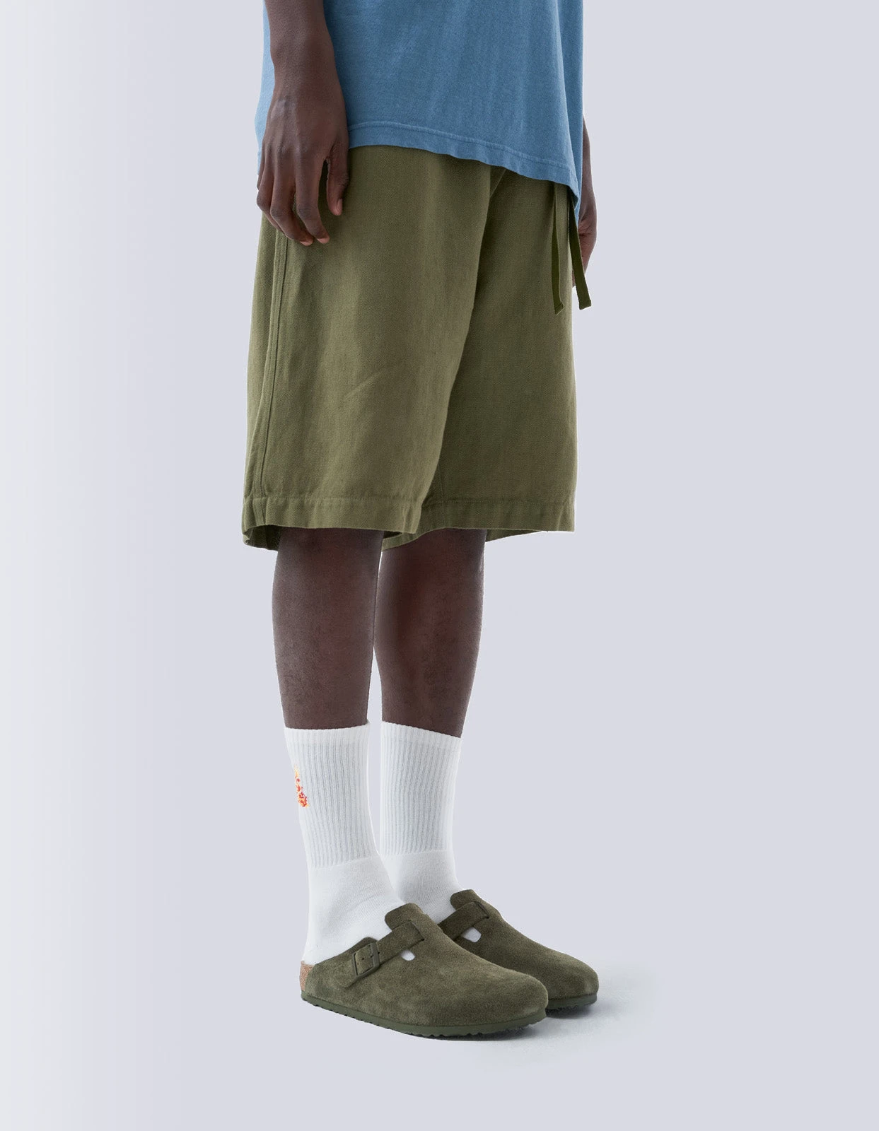 Maharishi 5007 Hemp Asym Loose Track Shorts Olive OG-107F 3 Maharishi 5007 Hemp Asym Loose Track Shorts Olive OG-107F - Image 3