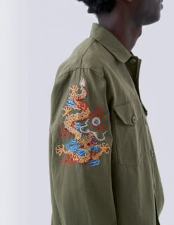 Maharishi 5022 Lunar Dragon Utility Shirt Olive OG-107F -Maharishi 071223 0482