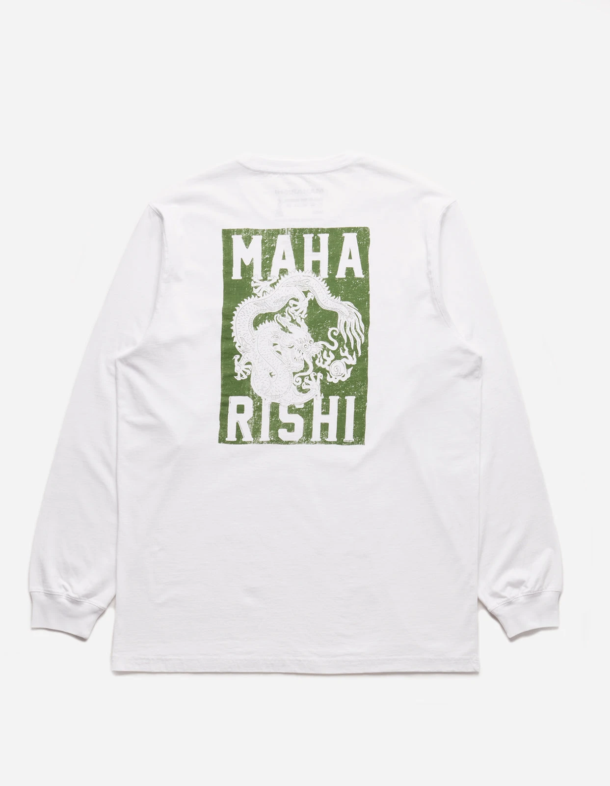 Maharishi 1277 Woodblock Dragon L/S T-Shirt White 1 Maharishi 1277 Woodblock Dragon L/S T-Shirt White