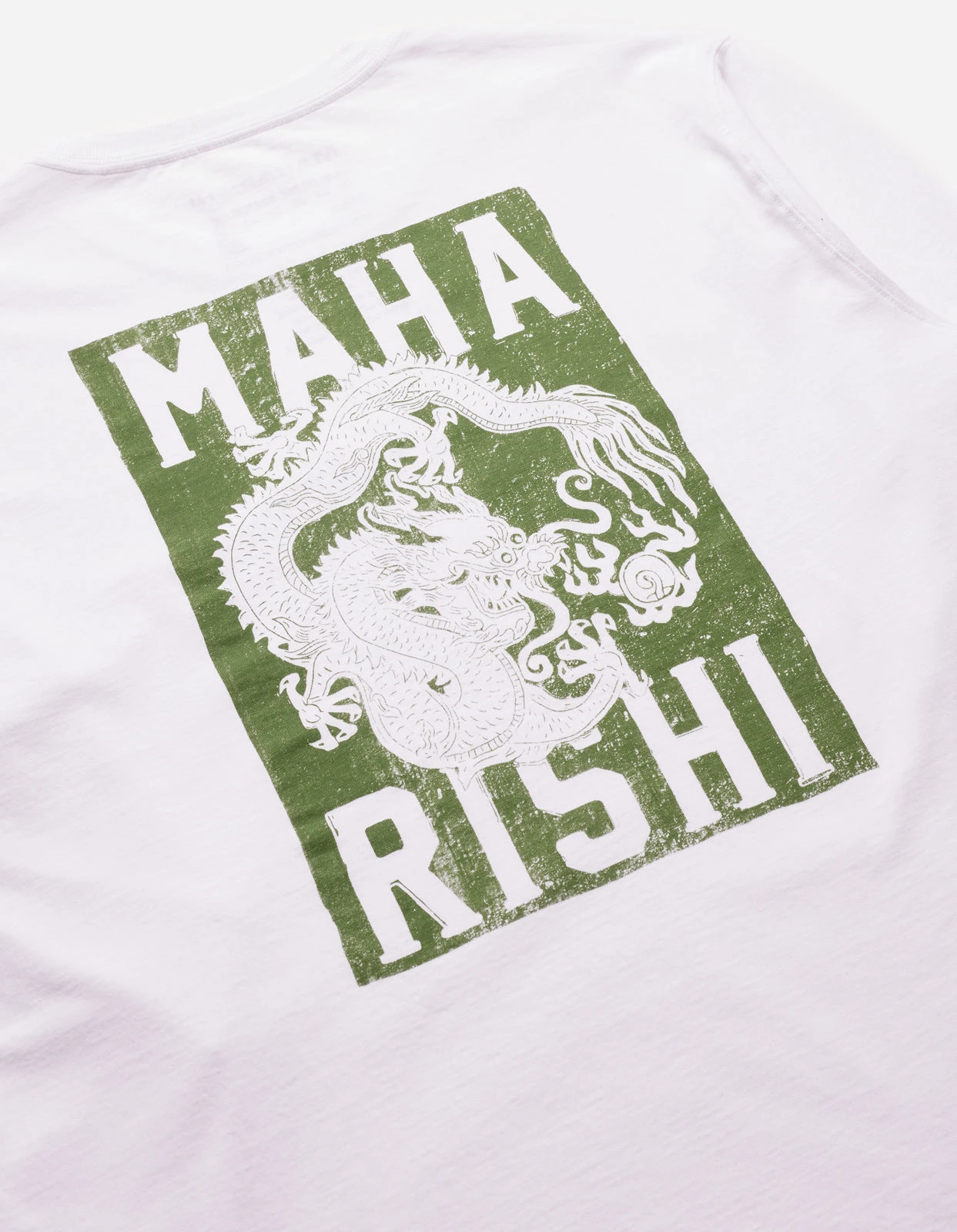 Maharishi 1277 Woodblock Dragon L/S T-Shirt White 8 Maharishi 1277 Woodblock Dragon L/S T-Shirt White - Image 8