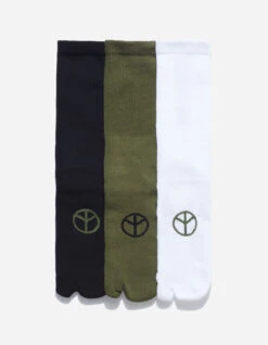 Maharishi 9891 MILTYPE Peace Tabi Sports Socks 路聽3 Pack Black/Olive/White