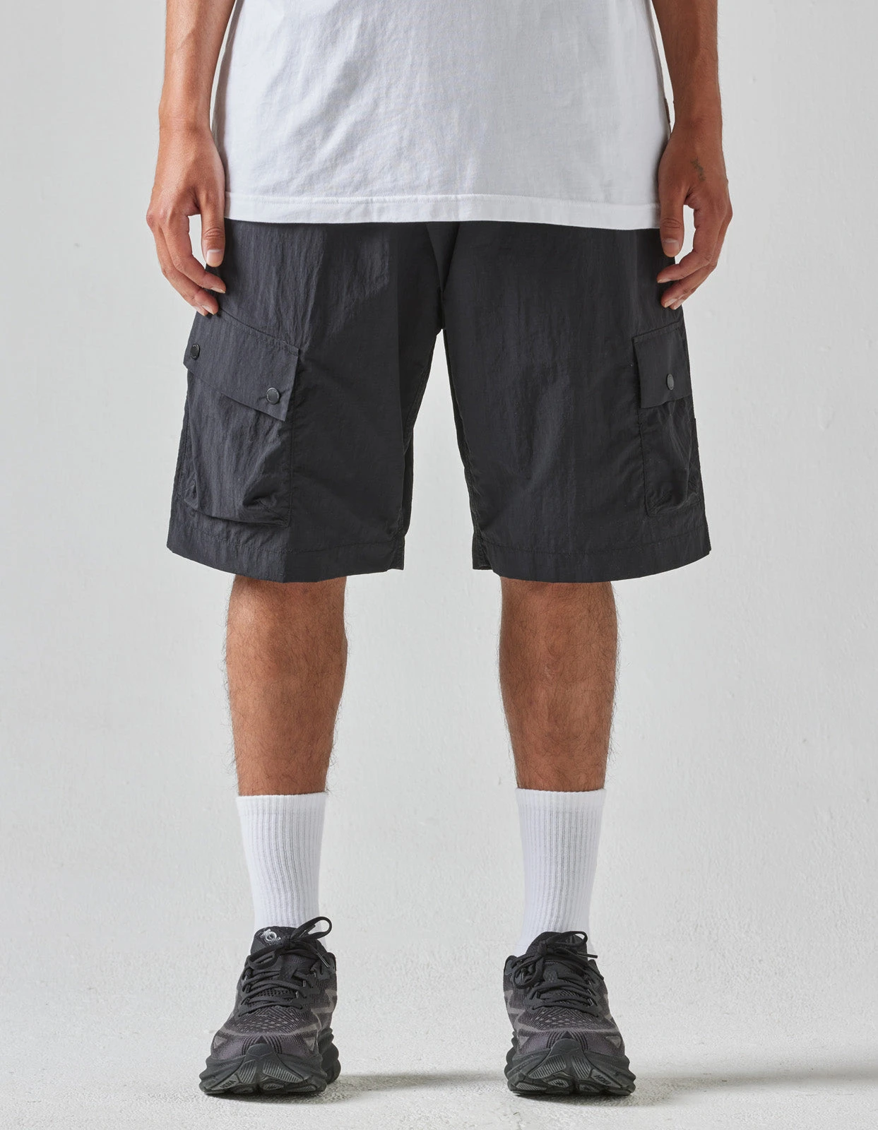 Maharishi 5041 Veg Dyed Asym Cargo Track Shorts Black 2 Maharishi 5041 Veg Dyed Asym Cargo Track Shorts Black - Image 2