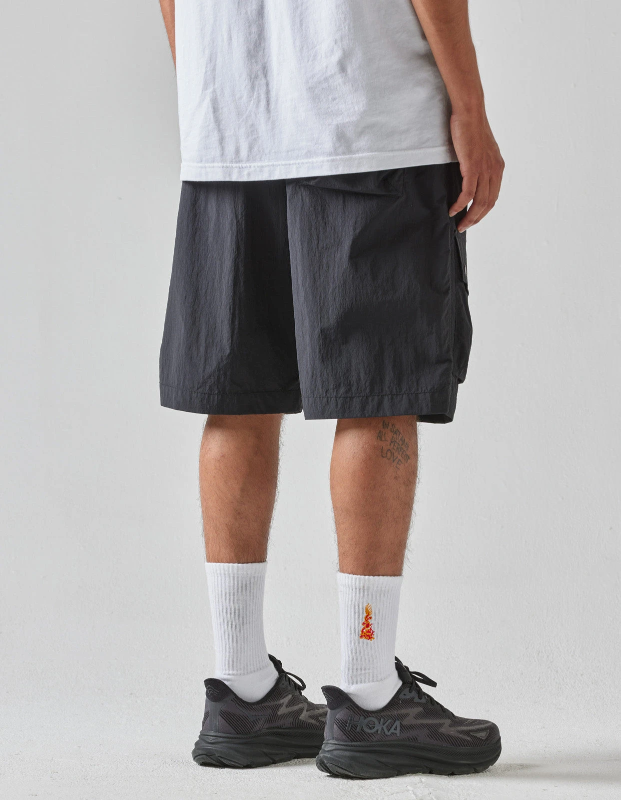 Maharishi 5041 Veg Dyed Asym Cargo Track Shorts Black 4 Maharishi 5041 Veg Dyed Asym Cargo Track Shorts Black - Image 4