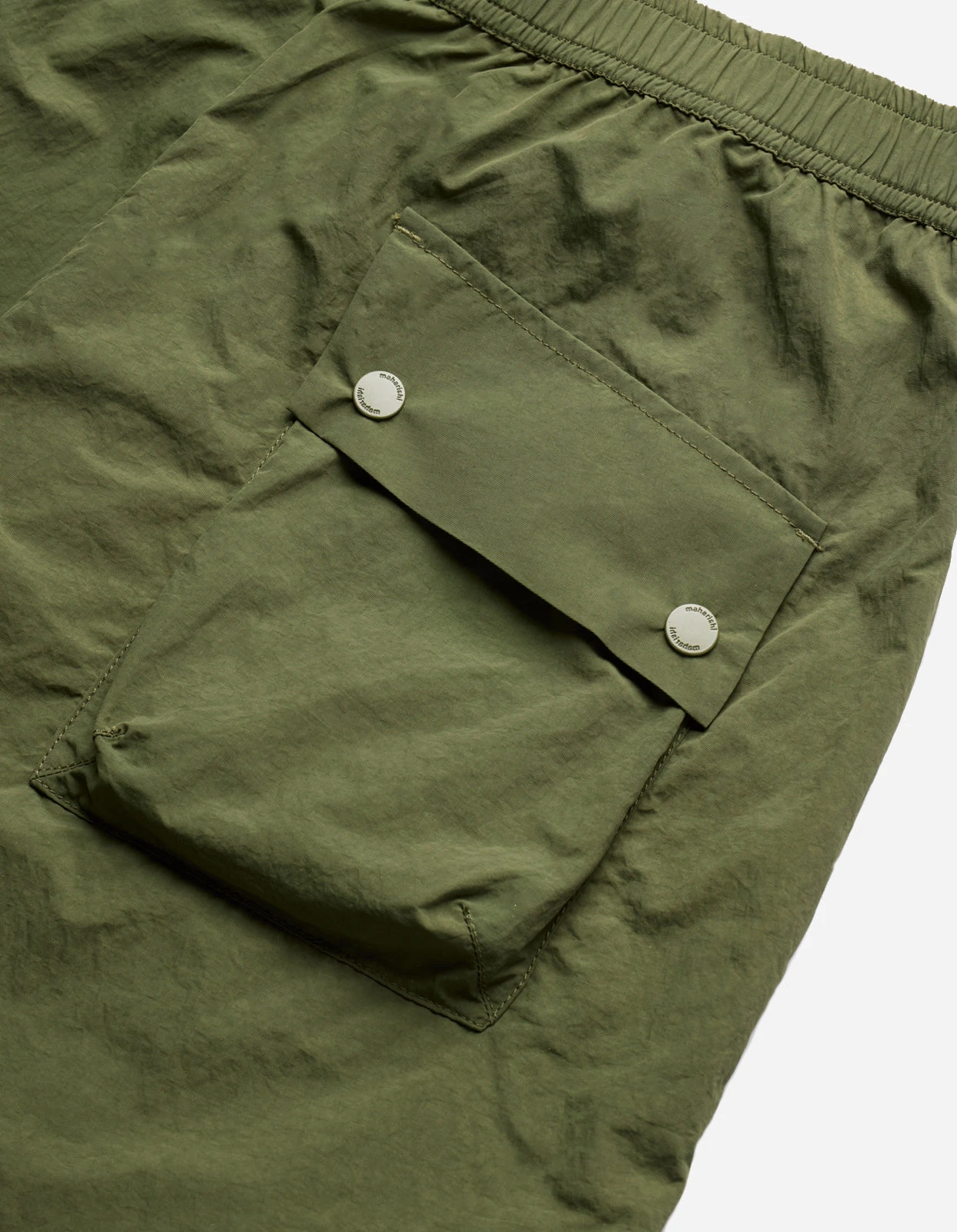 Maharishi 5041 Veg Dyed Asym Cargo Track Shorts Olive 12 Maharishi 5041 Veg Dyed Asym Cargo Track Shorts Olive - Image 12