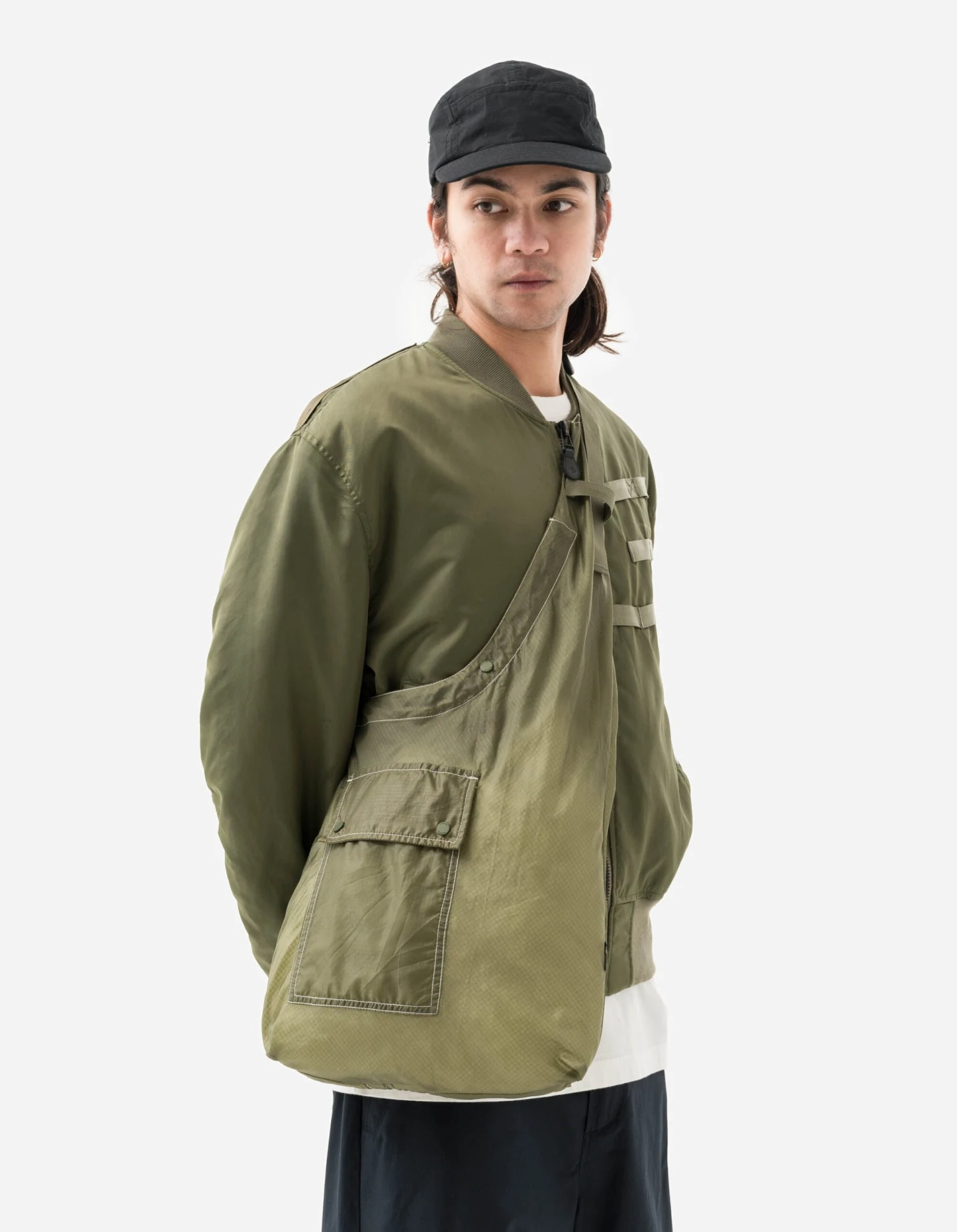 Maharishi 5093 Upcycled Parachute Sling Bag Olive 2 Maharishi 5093 Upcycled Parachute Sling Bag Olive - Image 2