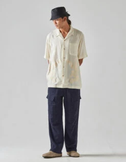 Maharishi 5100 Take Tora Summer Shirt Ecru -Maharishi 5100 ecru 5115 indigo 50
