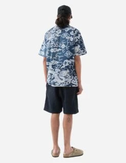 Maharishi 1282 Cloud Dragon Camp Collar Shirt Blue -Maharishi 5114 blue 80