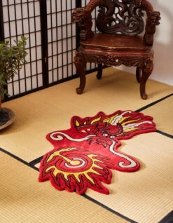 1270 Original Dragon Head Rug Red -Maharishi Homeware 170 red gold 20 Green