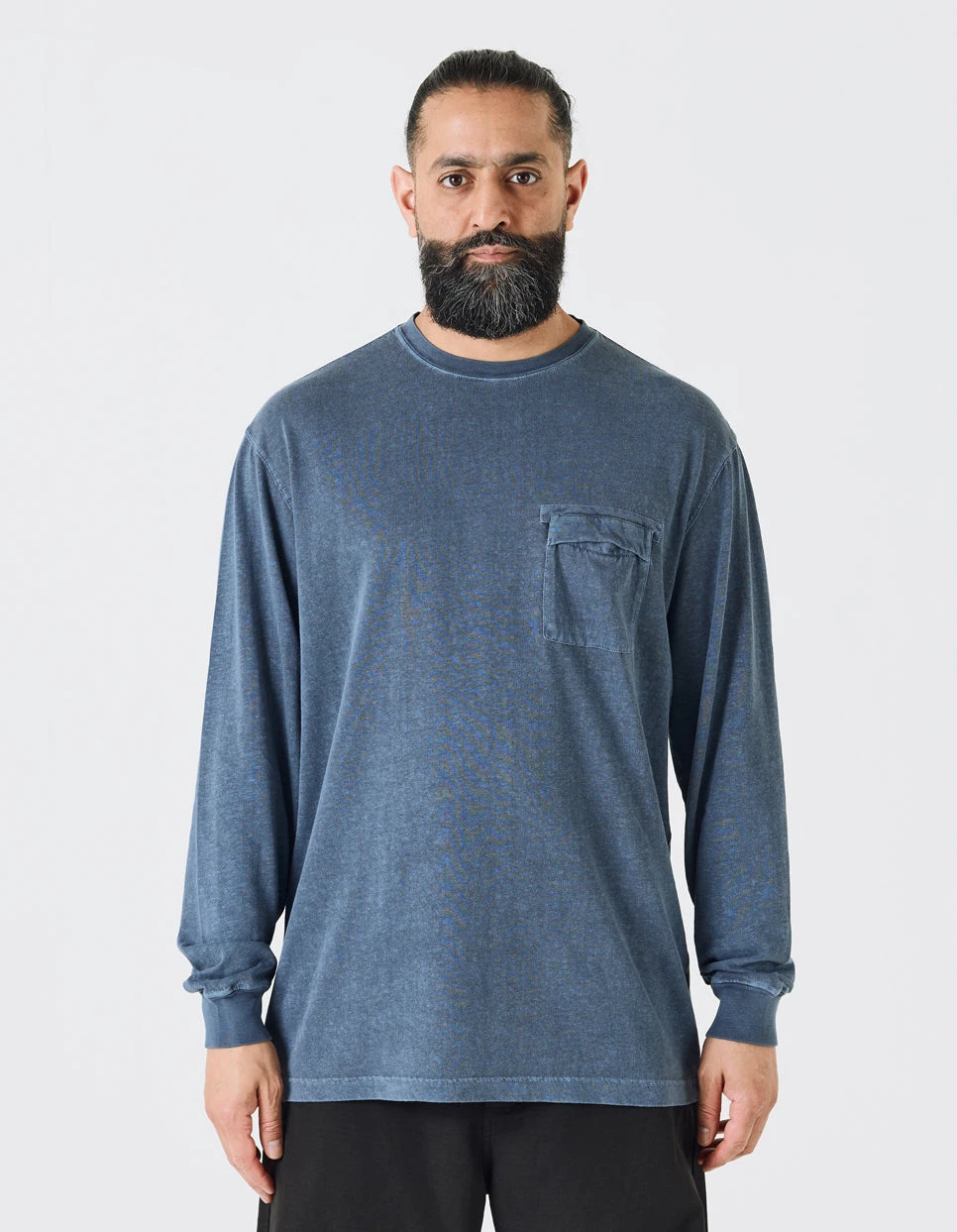 Maharishi 8010 Hemp Organic L/S Pocket T-Shirt Navy 2 Maharishi 8010 Hemp Organic L/S Pocket T-Shirt Navy - Image 2