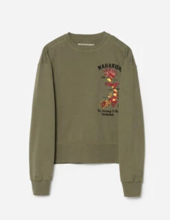 Maharishi 7 Maharishi 5248 Dragon Map Vintage Crew Sweat Olive OG-107F