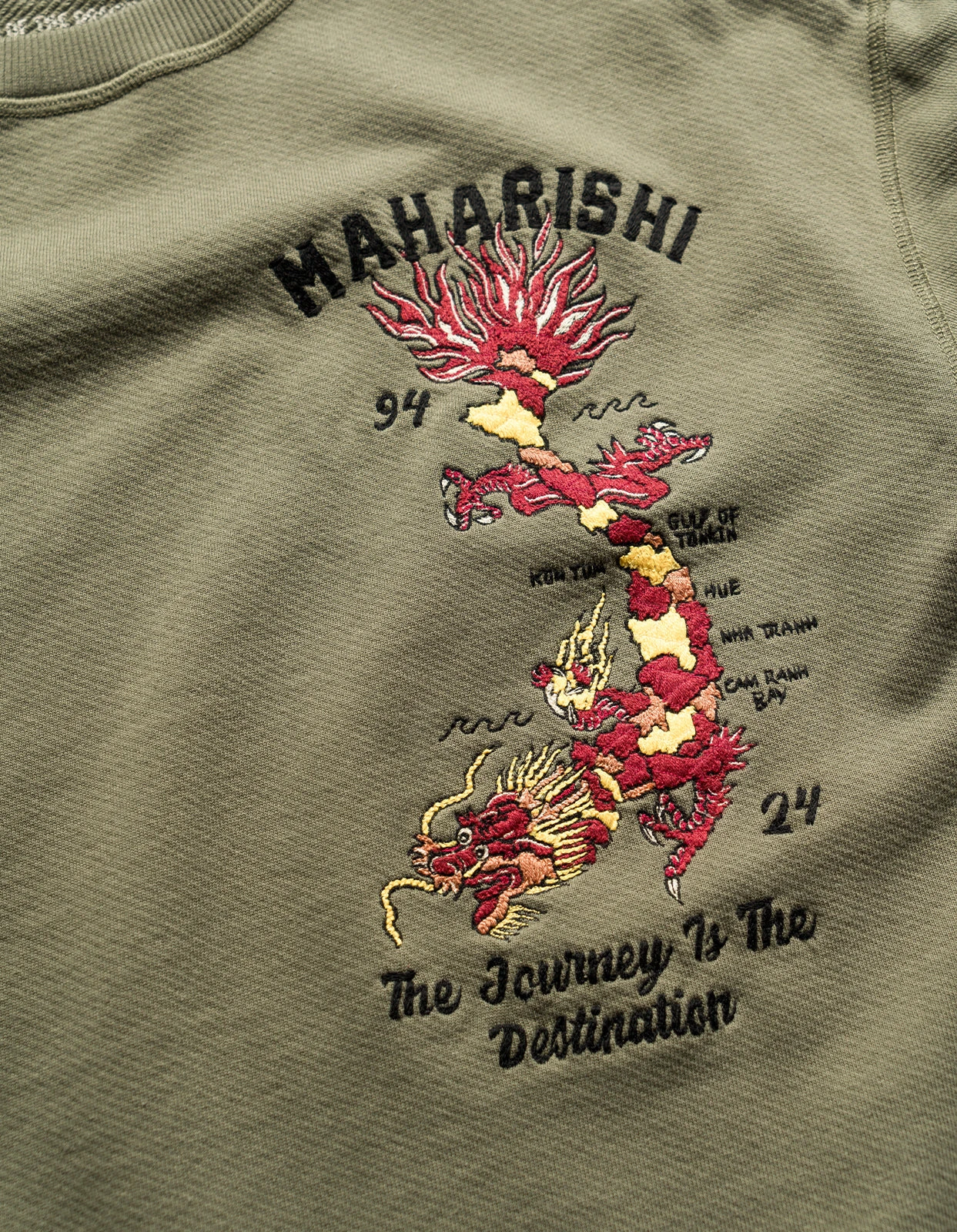 Maharishi 5248 Dragon Map Vintage Crew Sweat Olive OG-107F 4 Maharishi 5248 Dragon Map Vintage Crew Sweat Olive OG-107F - Image 4