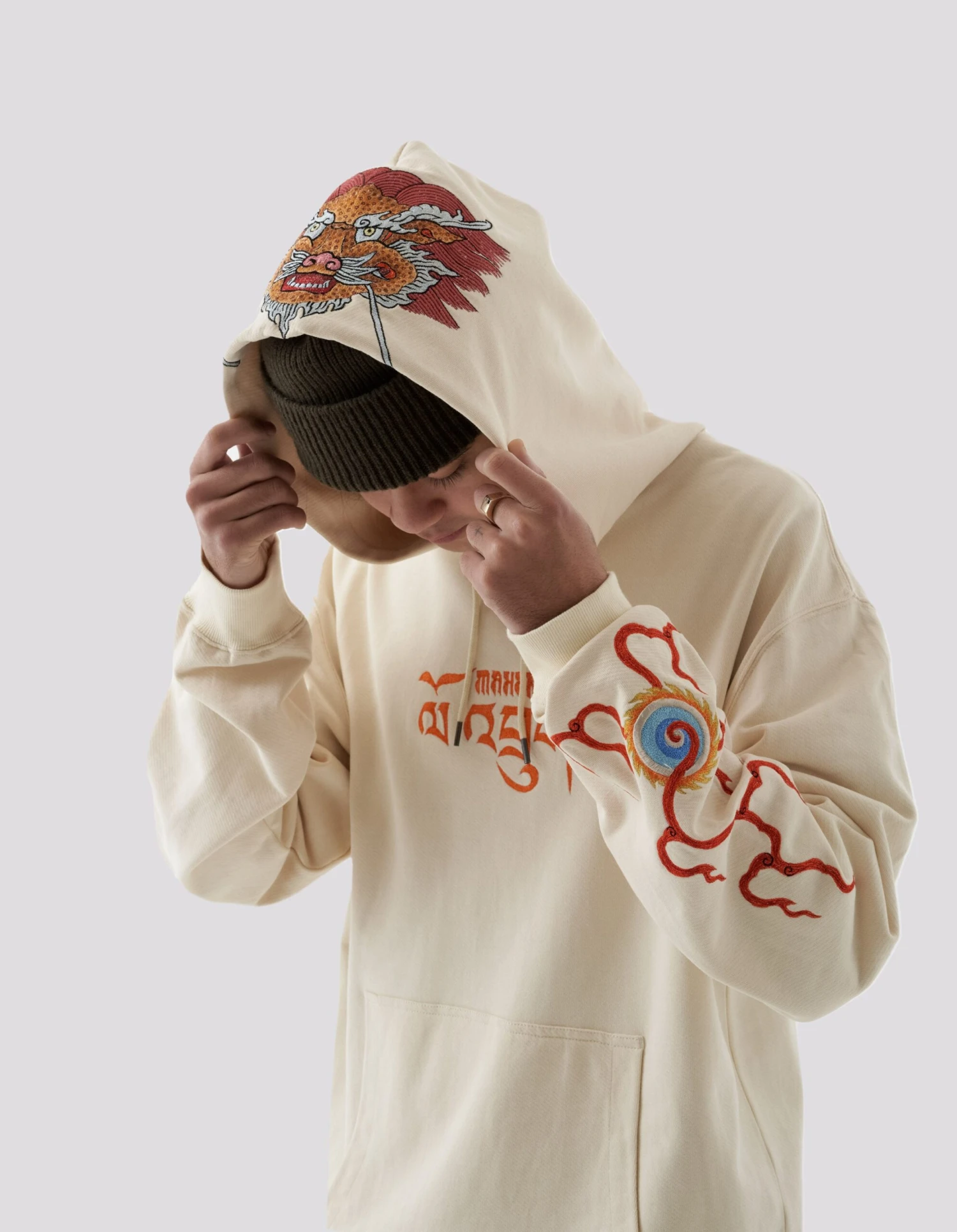 Maharishi 5016 Abundance Dragon Hooded Sweat Ecru 3 Maharishi 5016 Abundance Dragon Hooded Sweat Ecru - Image 3