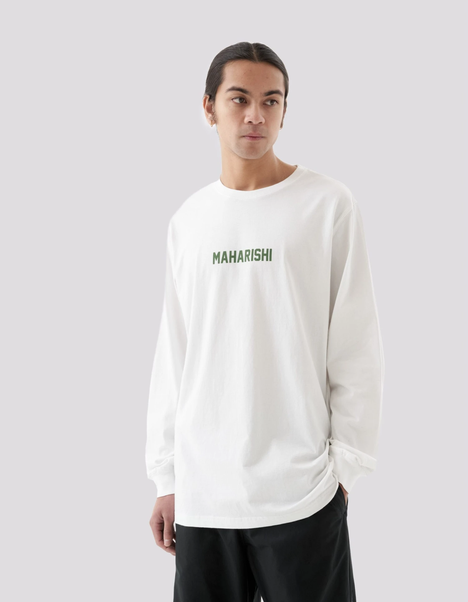 Maharishi 1277 Woodblock Dragon L/S T-Shirt White 3 Maharishi 1277 Woodblock Dragon L/S T-Shirt White - Image 3