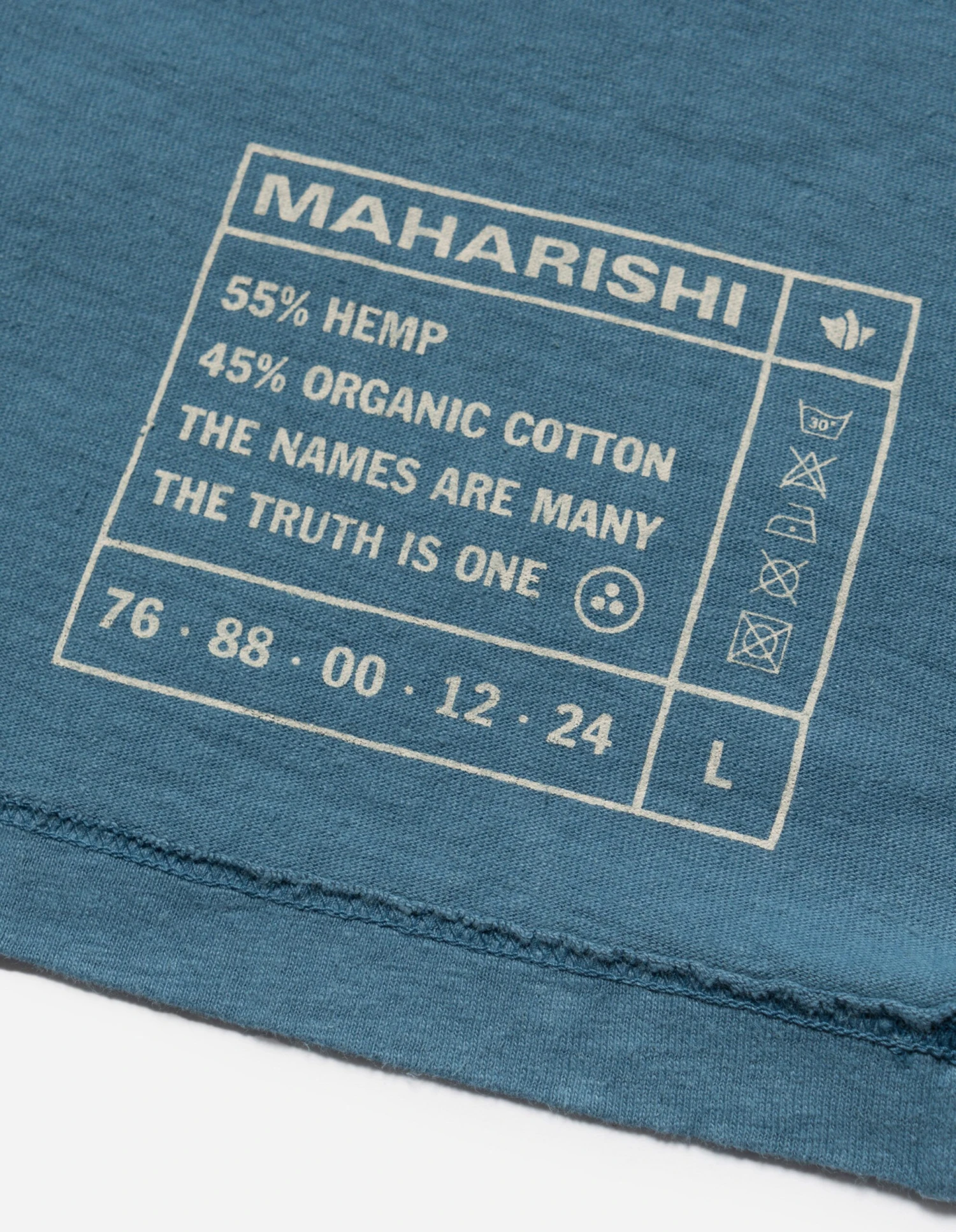 Maharishi 5000 Kesagiri Hemp Oversized T-Shirt Subdued Blue 10 Maharishi 5000 Kesagiri Hemp Oversized T-Shirt Subdued Blue - Image 10