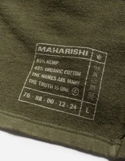 Maharishi 5001 Kesagiri Hemp Crew Sweat Olive OG-107F -Maharishi ss24 5001 olive og 107f 70